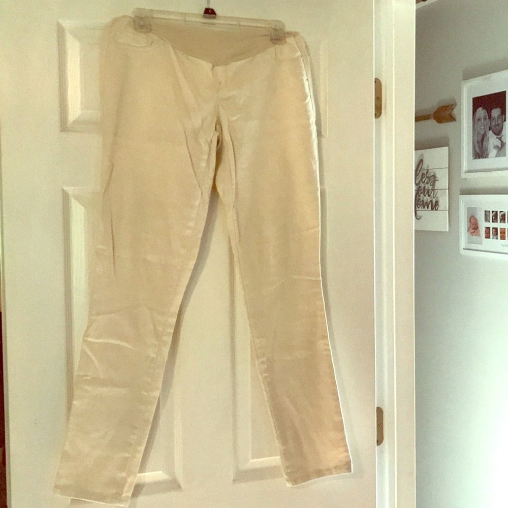 Pale khaki maternity jeggings - Oh Baby - MEDIUM